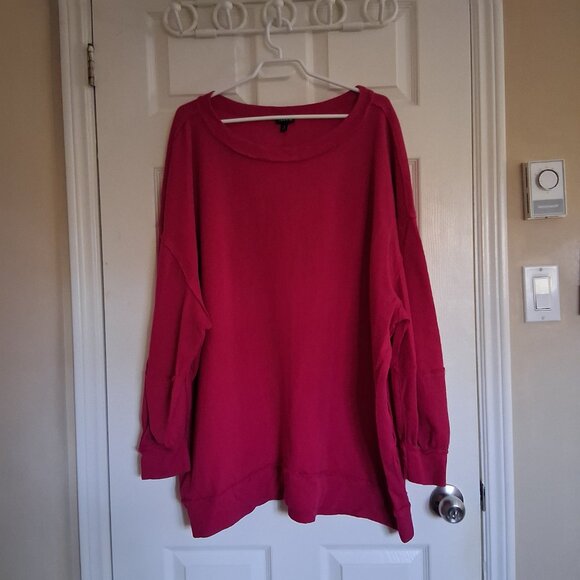 Torrid Women's Size 3X Pink Textured Cotton Crew Neck Oversized Sweatshirt - Picture 4 of 14